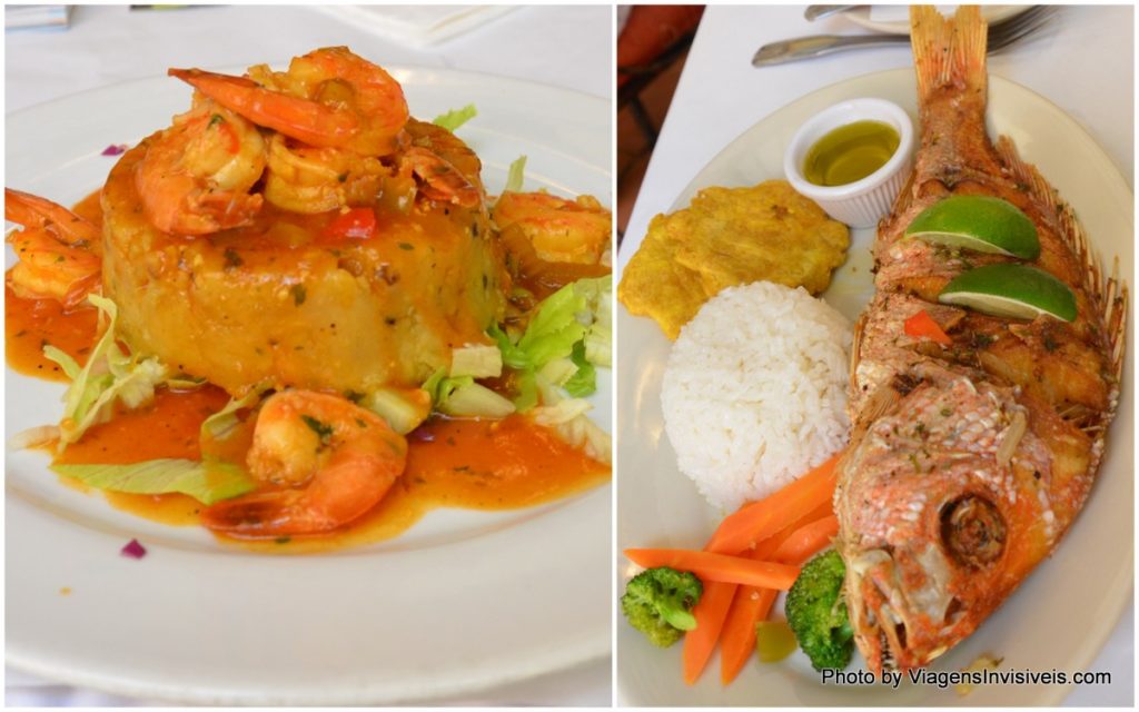 Mofongo e peixe no Barrachina's, San Juan, Porto Rico