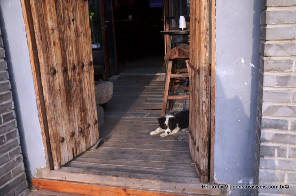 A calma do dia em um hutong em Pequim, China