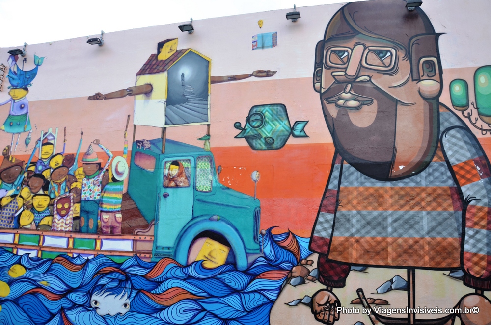 Mural imenso dos brasileiros Os Gêmeos, Miami, Wynwood